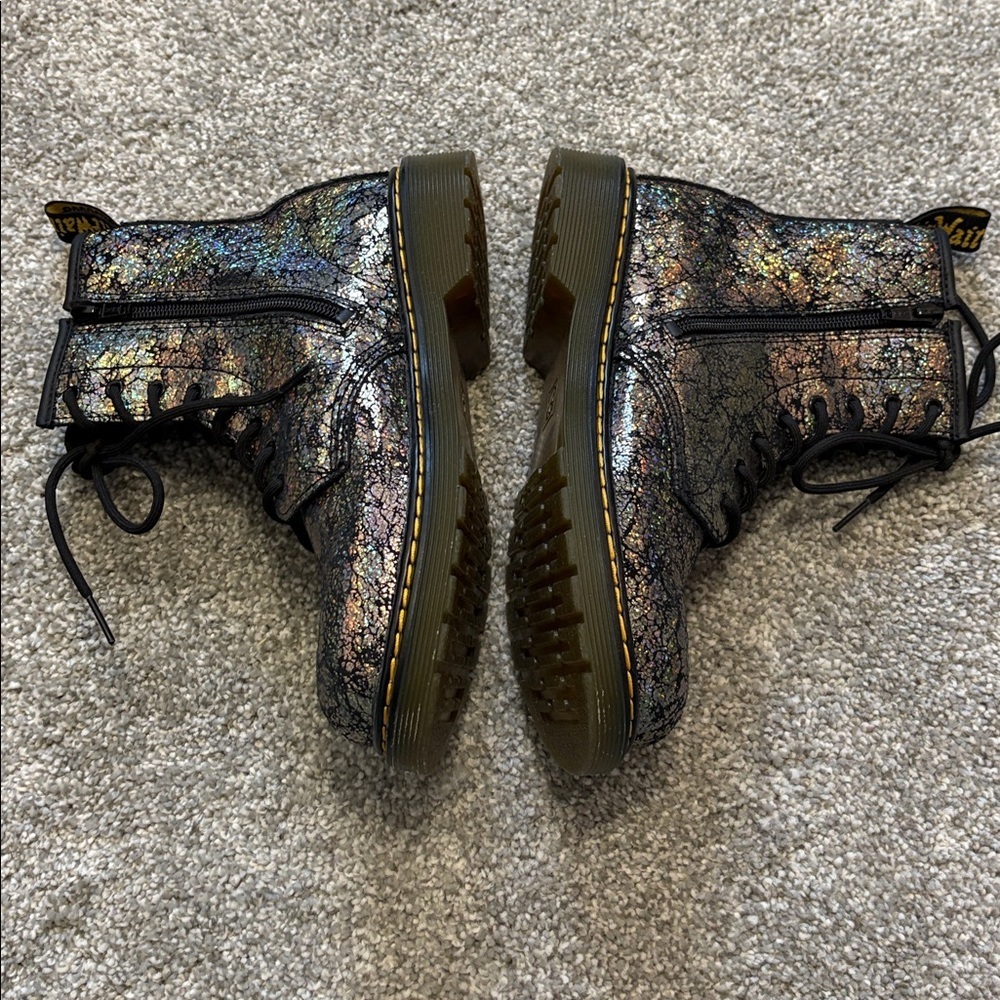 Like New Dr.Martens Crinkle Metallic Lace Up Boots - Picture 3 of 5